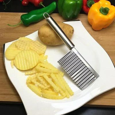 Coupe-pommes de terre ondulé en acier inoxydable, coupe-légumes, coupe-frites, gadget, accessoires, fournitures, outils de cuisine