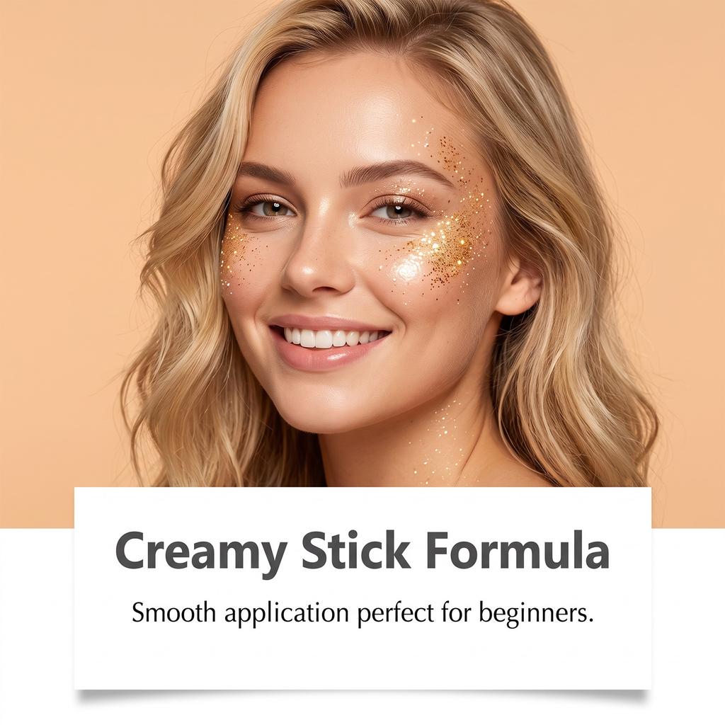 Glitter Makeup Stick Gold High Pigment Shimmer Smooth Blendable Face Body Party Cosmetics Stick