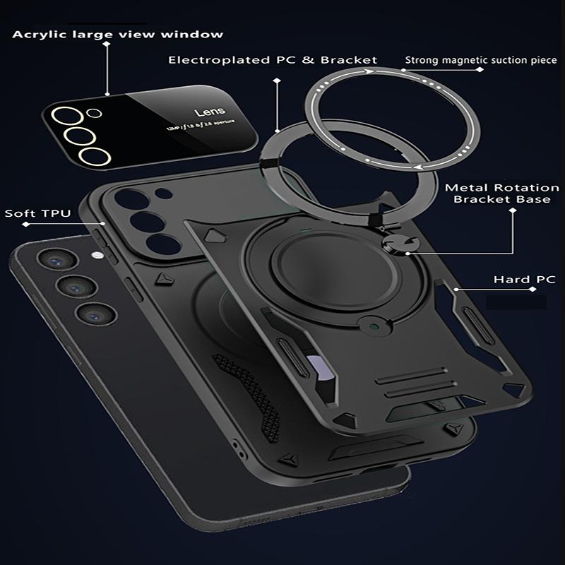 Armor Shockproof Phone Case For Samsung Galaxy S20 S21 FE S22 S23 S24 S25 Edge Anti-Fall Finger Ring Holder Magnetic Cover Capa