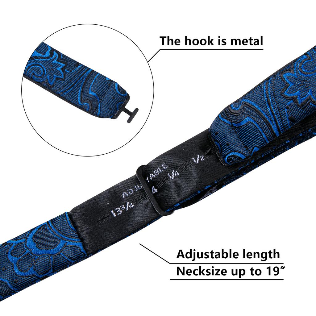 Barry.Wang Herren-Krawatten-Set aus gewebtem Satin, Jacquare-Seide, florales Fliege-Einstecktuch-Manschettenknopf-Set