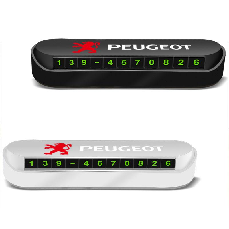 1Pcs Car Temporary Parking Card Sticker Phone Number Card Plate For Peugeot 308 408 508 RCZ 208 3008 2008 206 207 108 406 407 408 206 207 208 306 307
