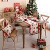 Festive Table Runner Christmas Deer Santa Hat Fringed Jacquard Cover for Bed Foot Dresser and TV Cabinet