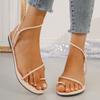 Damen Übergröße Flache Schuhe Sommer Neu Runde Zehenpartie Set-Zehen Dünn mit Weicher Sohle Rutschfest Verschleißfest Sandalen