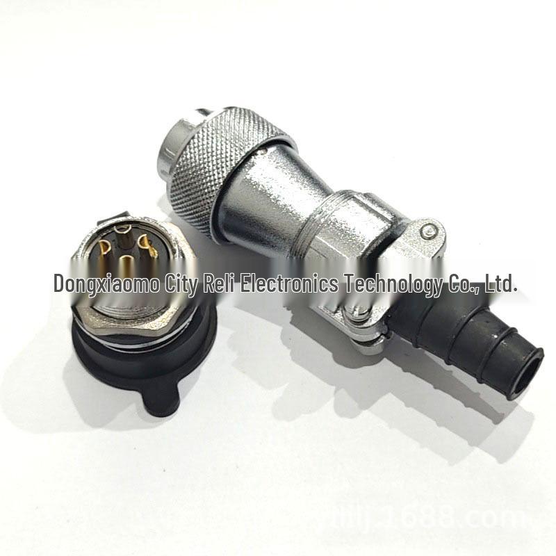 WF16 Waterproof Aviation Plug, 10-Pin, Gold-Plated Straight Crimp Socket with Round Flange.