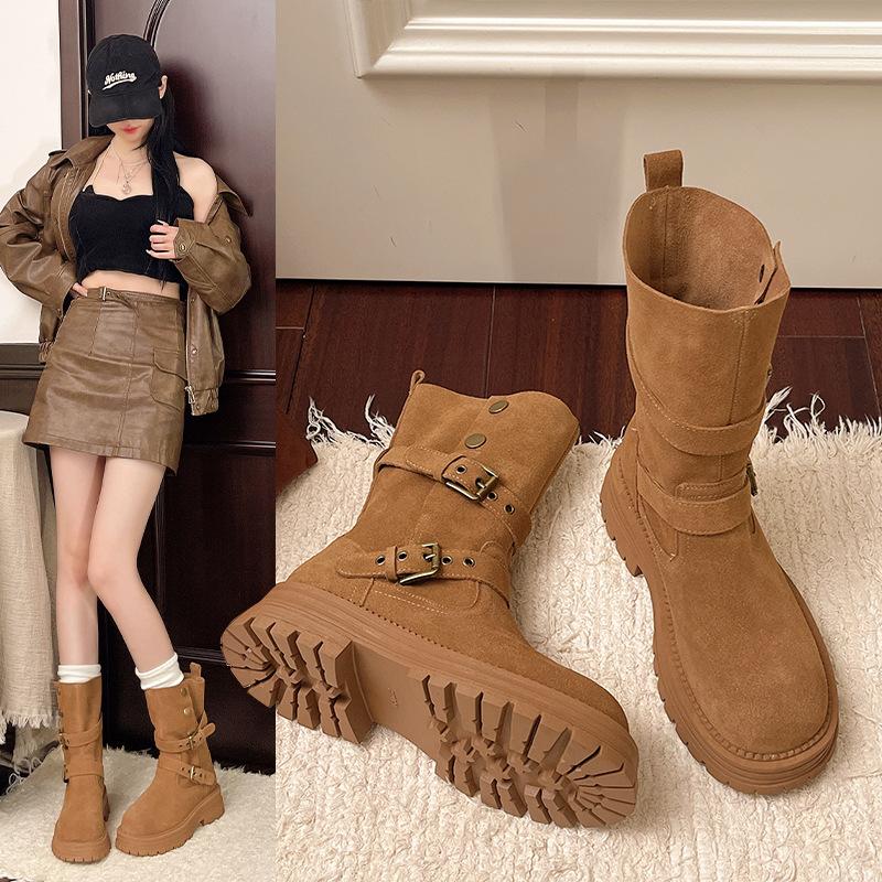 Thick-soled Versatile Fashion Boots Women's 2025 New Autumn Fashion Small Height-increasing Short Boots Versatile Temperament Trouser Tube Boots