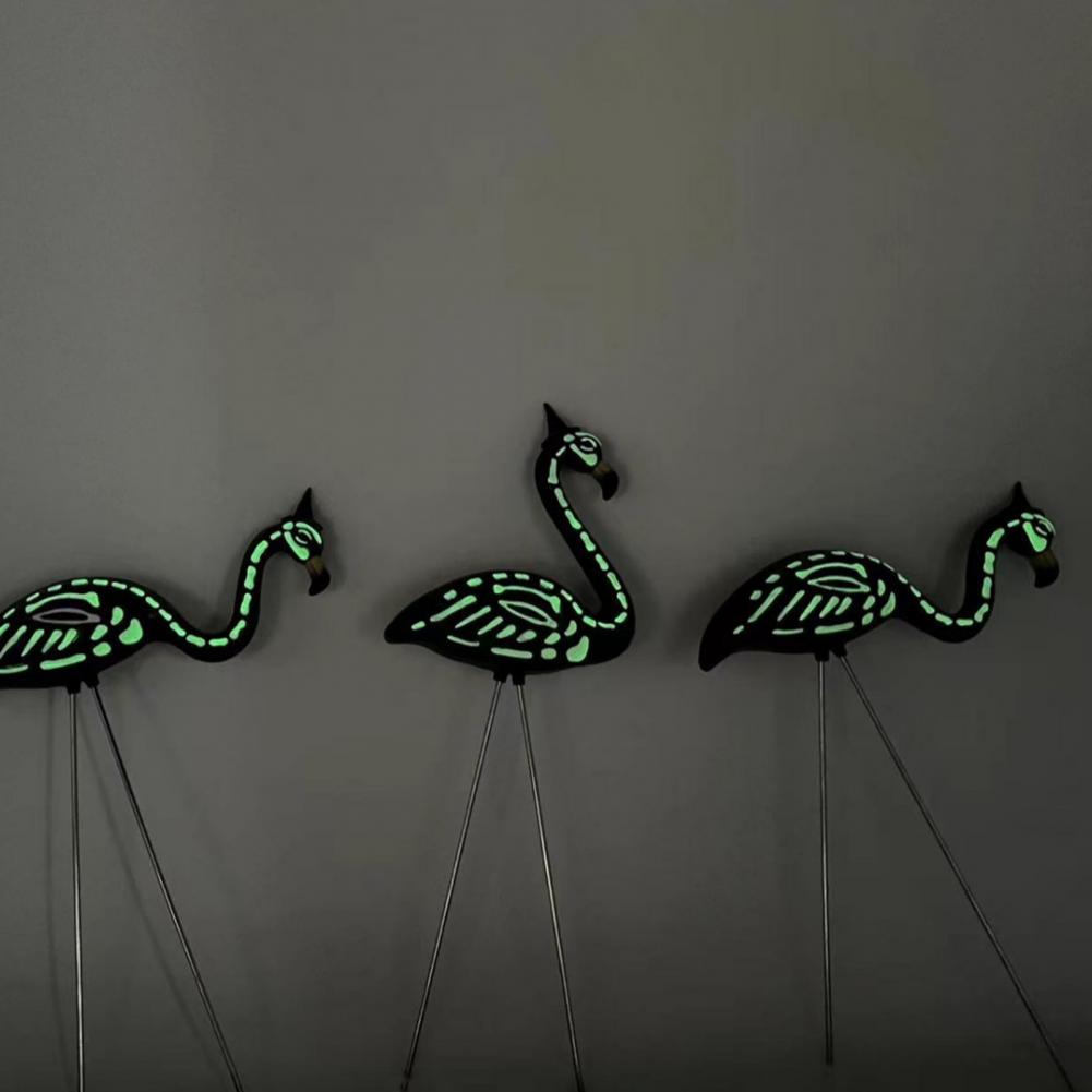 Halloween Flamingo Decor Halloween Flamingo Skeleton Decor Glow-in-the-dark Flamingo Garden Stake Set for Indoor for Lawn