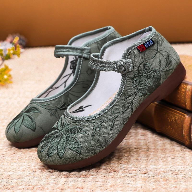 Women's Retro Embroidered Shoes, Single Shoes with Soft Soles, Cloth Shoes