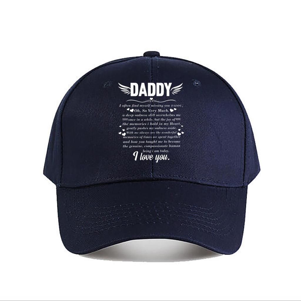 Daddy Memorial Canvas Wall Art Loving Quote Wings Heart Baseball Cap Fashion Unisex Sunhat Womens Outdoor Sports