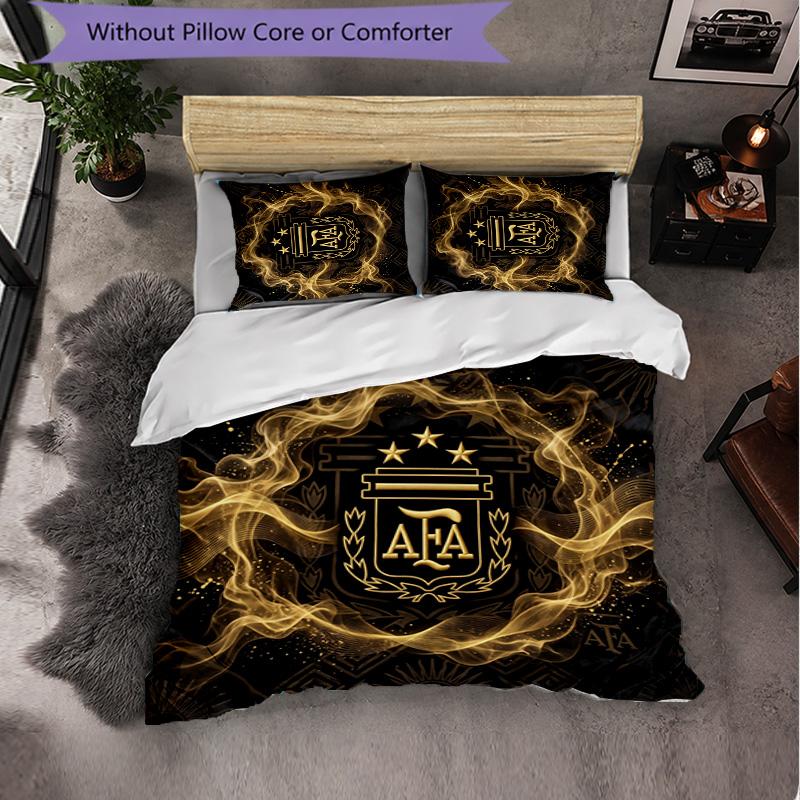 Argentina Football Pattern 3 Pieces Bedding Set Soft Microfiber Duvet Cover with Pillow Cases for Bedroom