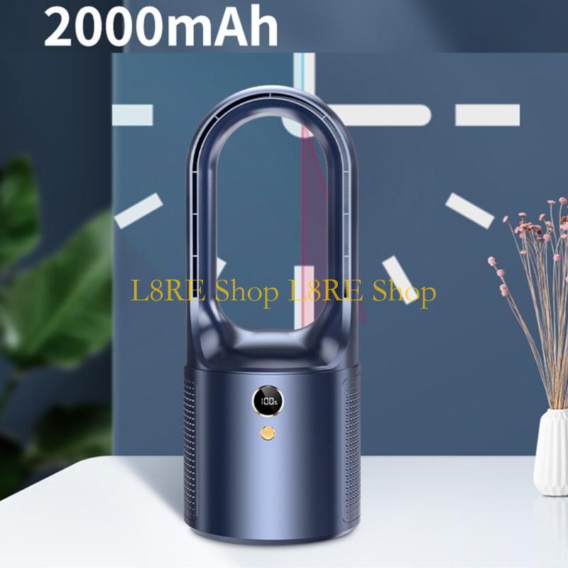 L8RE Household Desk Fans Bladeless Electric Fan USB Rechargeable 2000mAh Silent Portable Air Cooling Fan 6-speed Adjustable