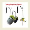 4Pcs Black Metal Wall Hooks Curved Hanging Plant Bracket Flower Basket Decor