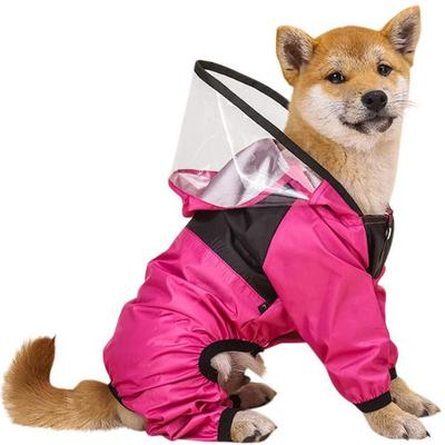 Imperméable pour chien de compagnie Imperméable pour animal de compagnie Veste avec chapeau transparent Fournitures pour animaux de compagnie