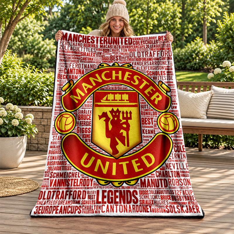 FC Manchester Blanket Flannel Blanket Soft Cozy Plush Throw for Sofa Bed Lightweight Home Decoration Gifts for Christmas Various Holidays