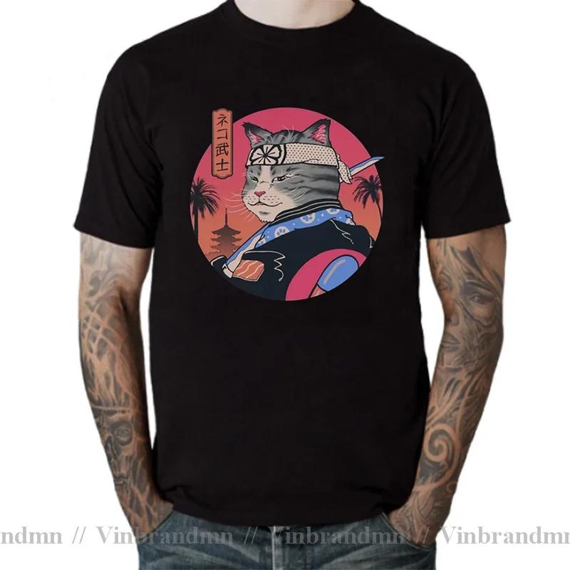 2025 Newest Design Catana Kawaii Harajuku T Shirt Unisex Ninja Cat Tshirt Samurai Cat Anime Tshirt Japanese Kaiju Sushi Cat Tshirt