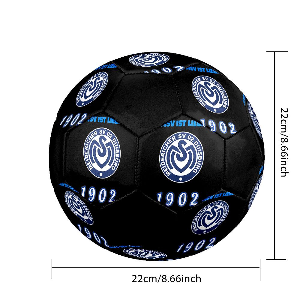 Pallone da Calcio MSV Duisburg Misura 5 Colorato Cucito a Macchina PVC Pronto per la Competizione Resistente Ad Alto Rimbalzo