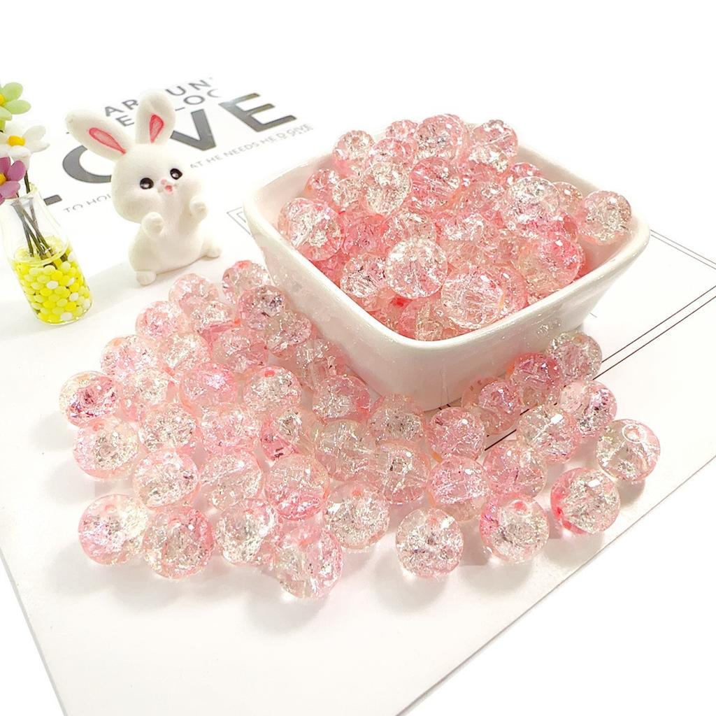 10mm Crackle Glass Round Beads, Loose Spacer Beads DIY Accessories for Bracelet Making 50pcs