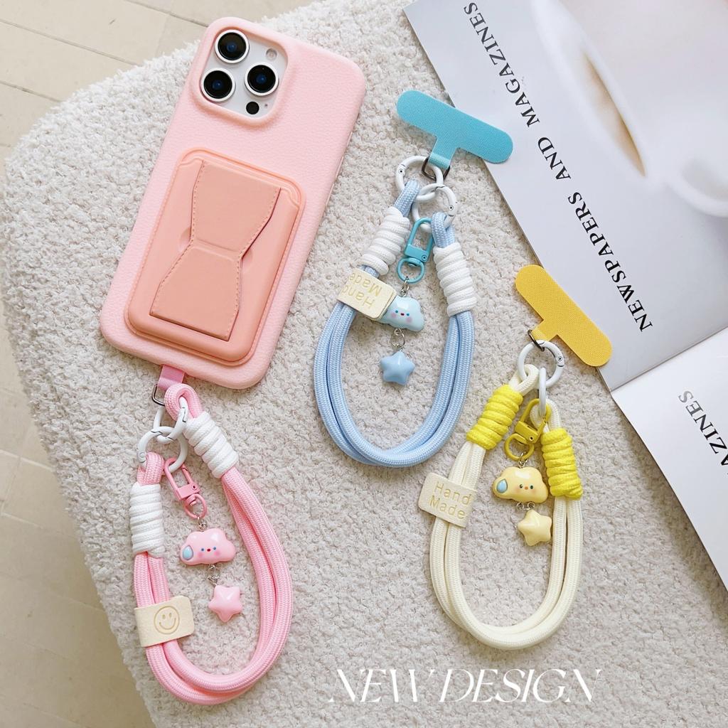 Korea Cute 3D Cloud Pendant Simple Hand Strap Adjustable Short Mobile Phone Lanyard Clip-On Phone Case Universal Anti-Lost Strap