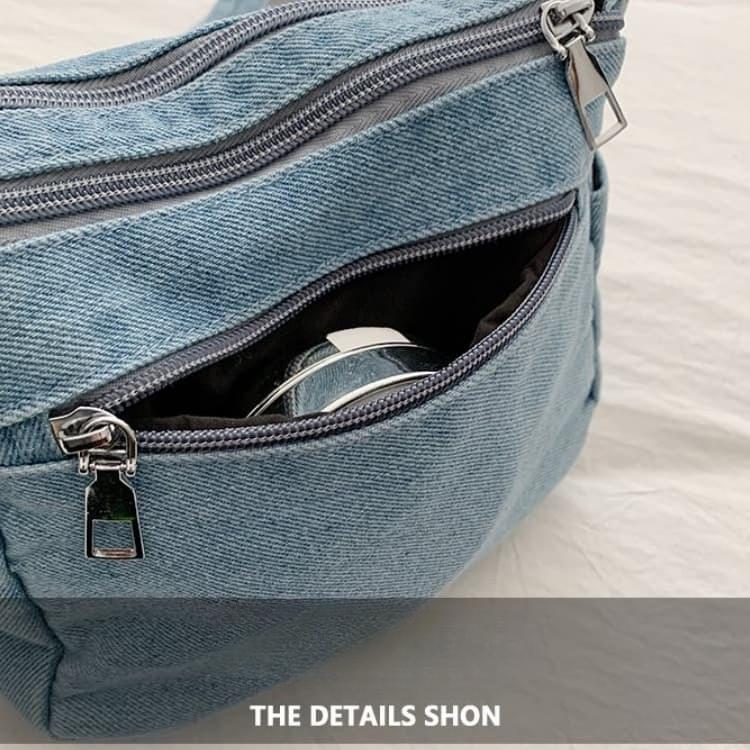 Borsa a tracolla in denim lavato casual
