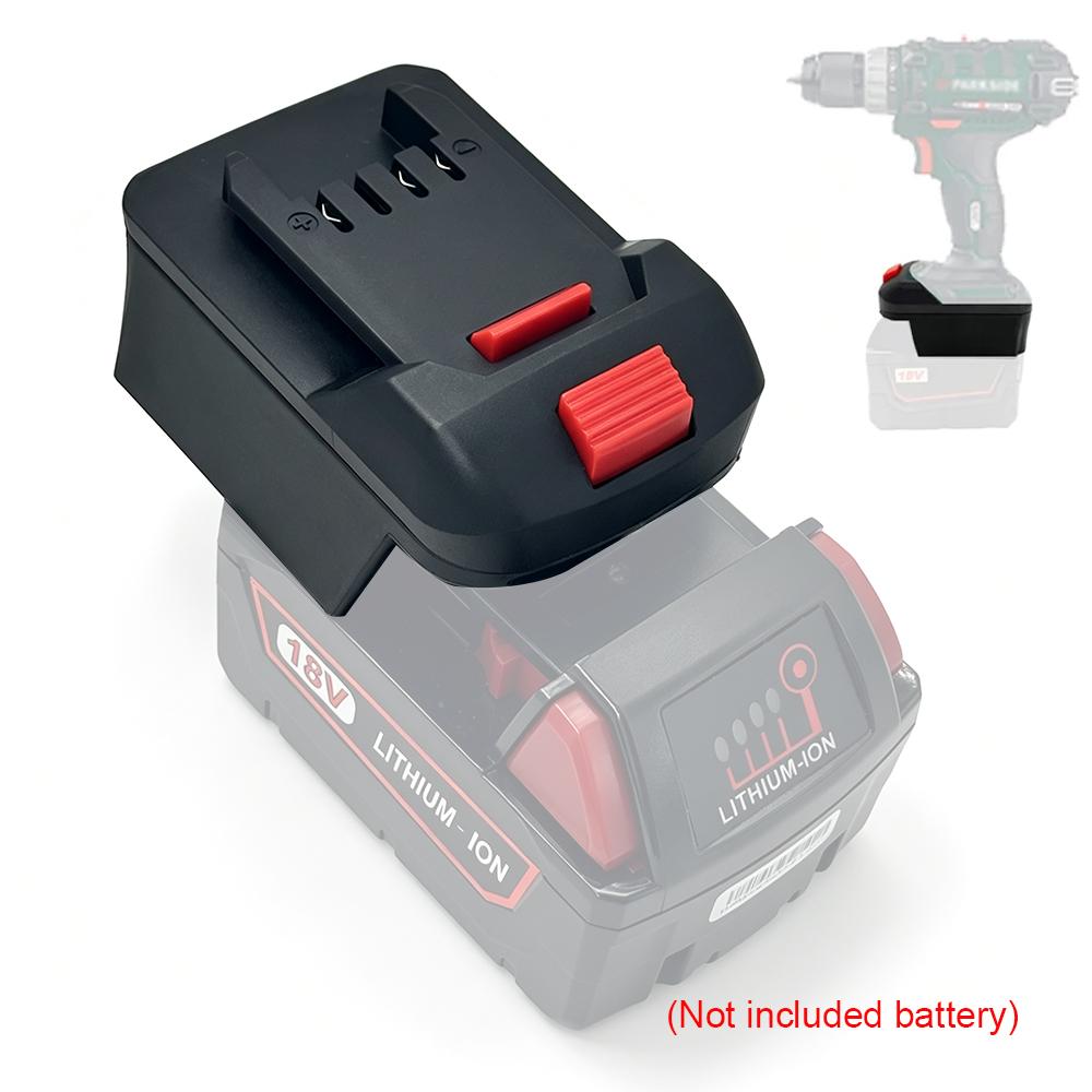 Adaptor Convertor Baterie Îmbunătățit pentru Baterie Litiu Milwaukee 18V la Accesorii Scule Electrice cu Acumulator Li-Ion Parkside X11V Lidl