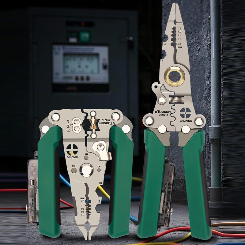 Multifunctional Wire Stripper With Electrical Test Pen Foldable Cable Cutter Crimper Tool, Electrical Folding Pliers For Cutting