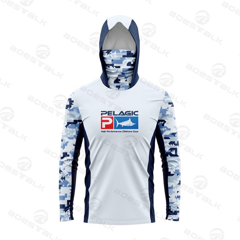 PELAGIC Ice Silk Sonnenschutz-Angel-Hoodie mit Nackenschutz – Leicht, Langarm für das Angeln mit Kunstködern im Freien