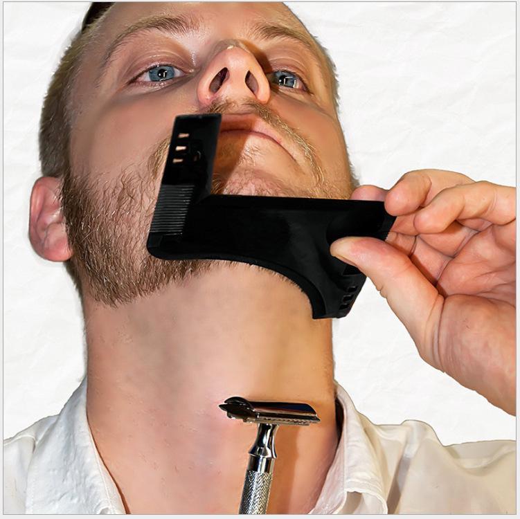 Men's Beard & Sideburn Styling Comb with Brush and Trimming Template