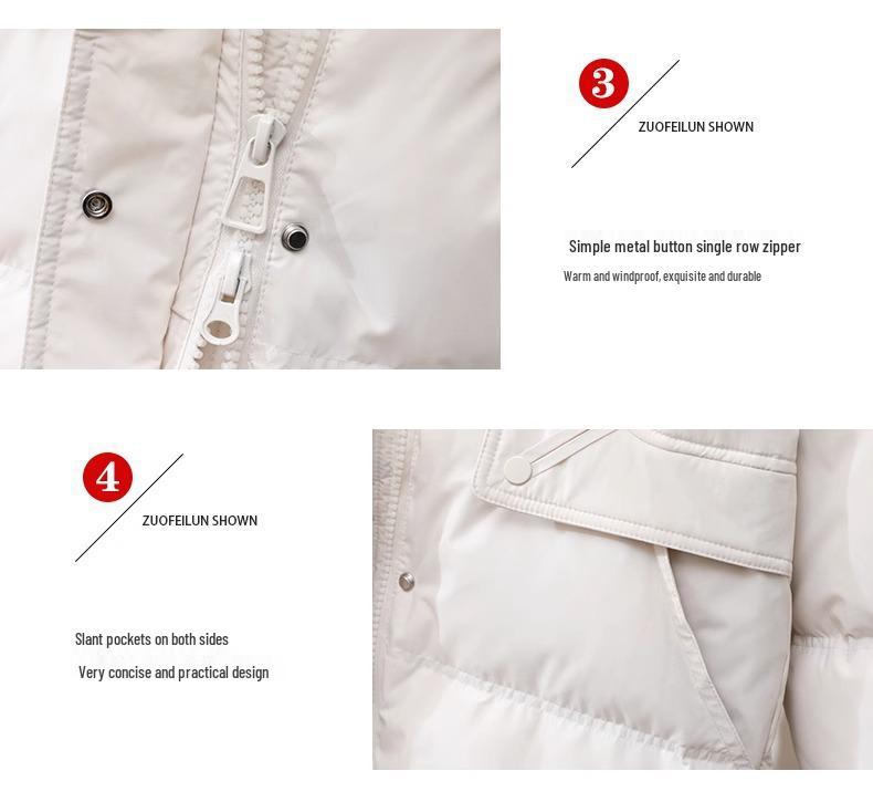 Women's 2025 Slimming Mid-Length Hooded Winter Down Jacket - White Duck Down, Thick, Fashionable, Petite Fit