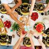 New Year 2026 Black and Gold Party Set: Paper Plates, Napkins, Pull Flag, Tablecloth