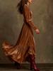 Autumn/Winter 2025 European French Retro V-neck Velvet Ruffle Dress