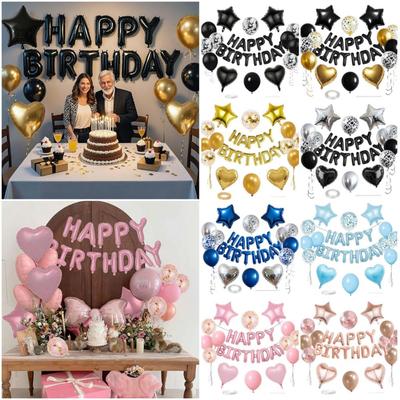 Heart Star Happy Birthday Balloon Garland Kit Multicolor DIY Accessories Balloons Background Wall Latex/Aluminum Film