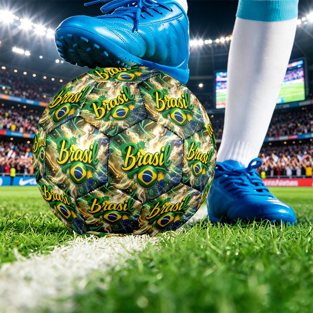 Brasilien Fußball Aufdruck Größe 5 Fußball Ball Verschleißfest Standard Erwachsenen Trainingsfußball Fan Geschenk für Indoor Outdoor Spiel Sport