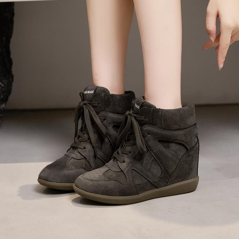 Damen High Top Sneaker Antirutsch Bequeme Knöchelhohe Stiefel und Kurze Stiefel Damen Unsichtbar Höhensteigernde Damenschuhe