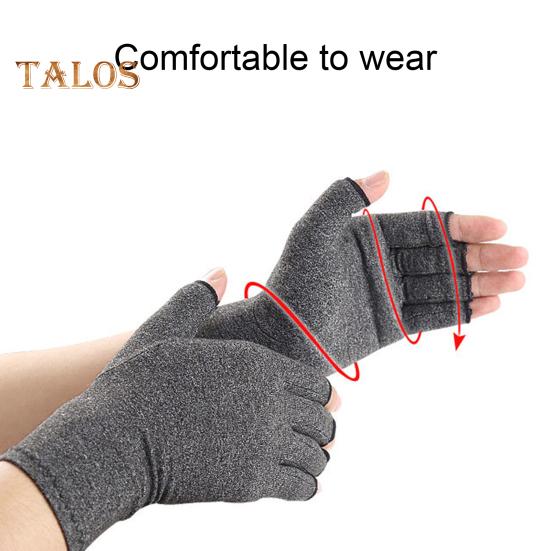 1 Pair Health Care Gloves Balanced Pressure Elastic Wrap Lightweight Neat Seams Half-Finger Design for Cycling Driving Fitness Touchscreen Mountain