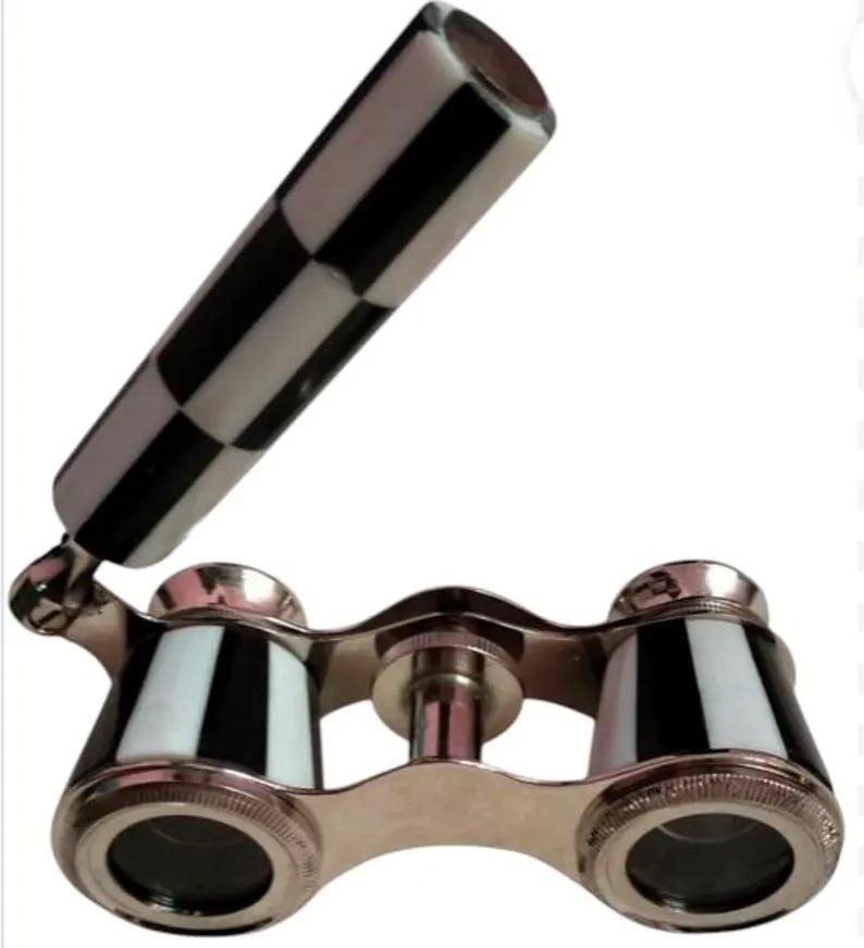 Antique Brass Opera Glasses with Leather Case: Vintage Theater Binoculars