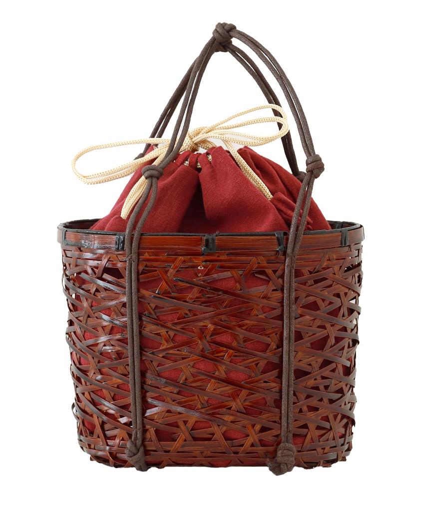 Basket Drawstring Basket Drawstring for Yukata Bag, Yukata, Plain, Simple, Bag, Bag, Stylish, (Wine Red)