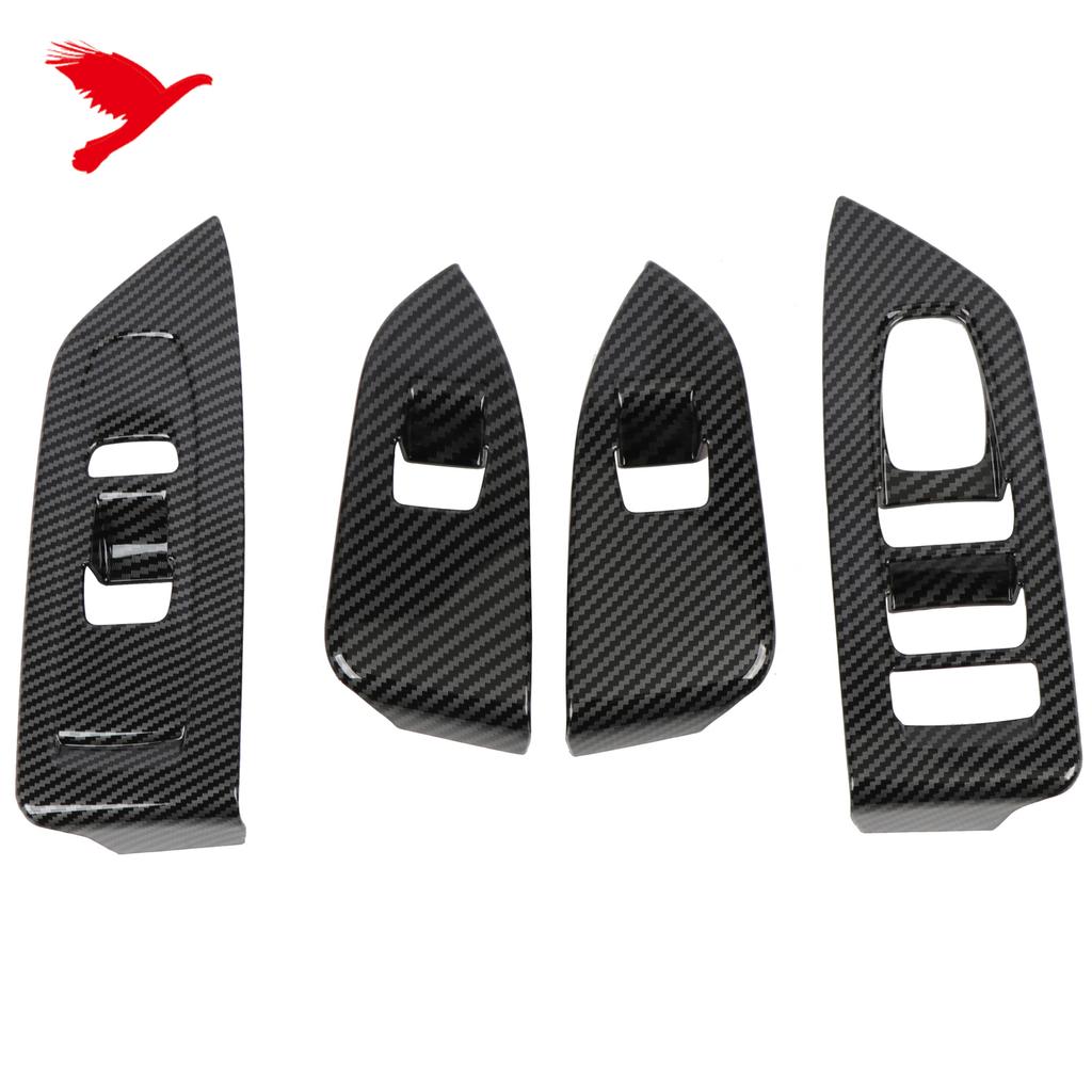 For Subaru Forester 2025 Car Interior Accessories Window Switch Cover Decor Trim Carbon Fiber Style Accessories Black Chrome 4PC