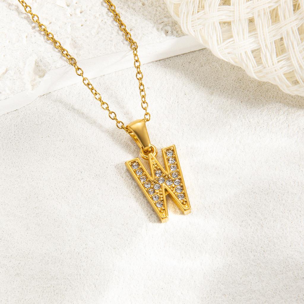 1pc Fashion Shining A-Z Letter Pendant Charm Necklace 26 Initial Alphabet Name Clavicle Chain Party Valentine's Day Jewelry Gift