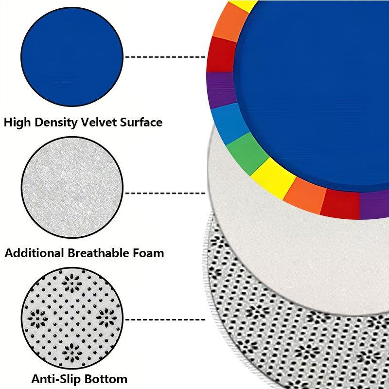 Rainbow border pattern Flannel-printed round floor mats are slip-resistant Suitable living room bedroom terrace garden carpets