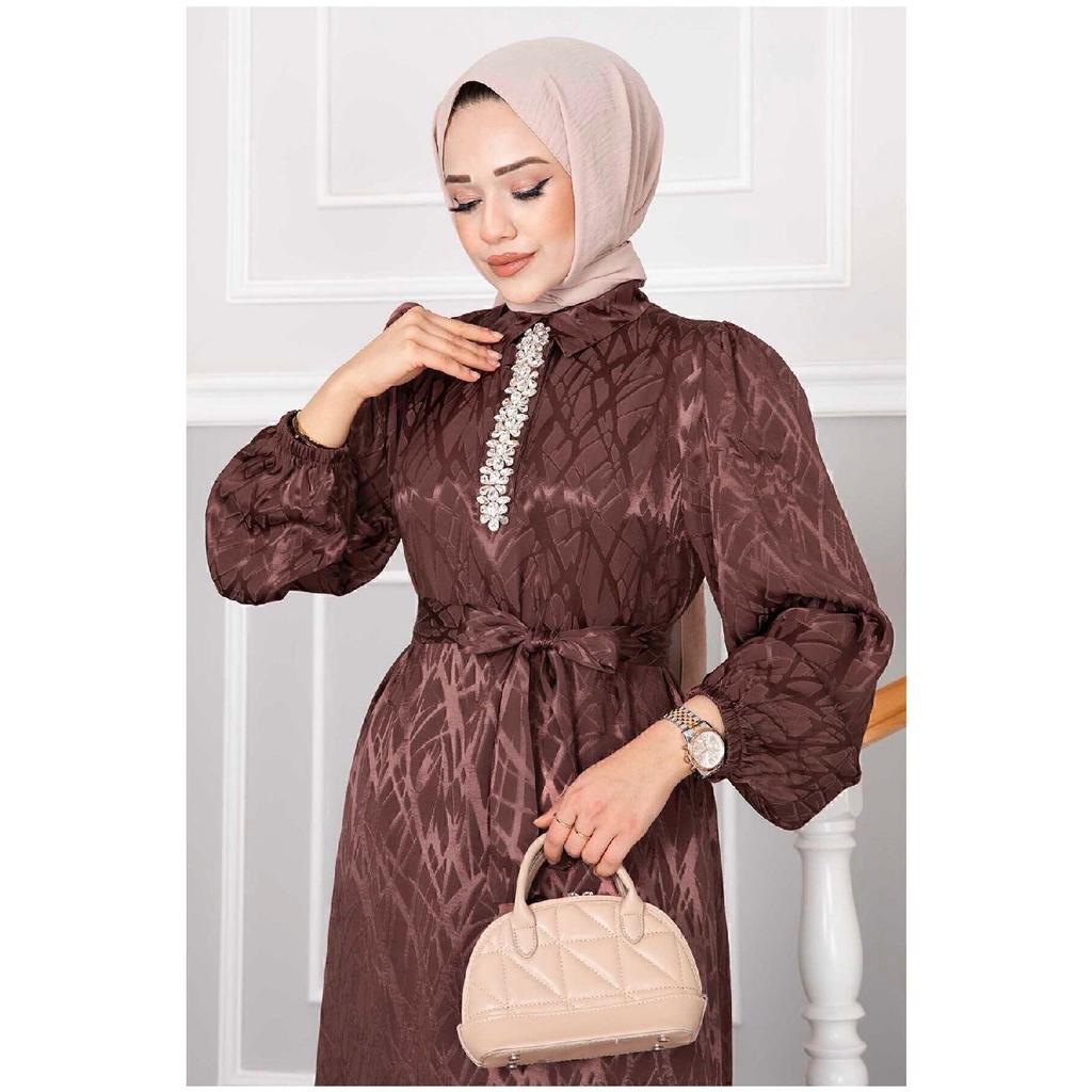 Stoney Jacquard Hijab Evening Dress