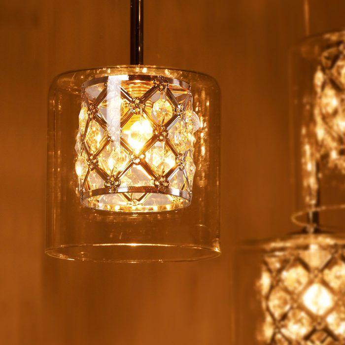 Lampe suspension - NETTLIFE - 10 flammes G9 - Hauteur réglable 230 cm - Jaune - Diamètre 44 cm
