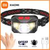 Xiaomi 8 режимов светодиодный налобный фонарь Handfress датчик движения мощный налобный фонарь COB фонарик фонарь налобный фонарь для кемпинга, рыбалки