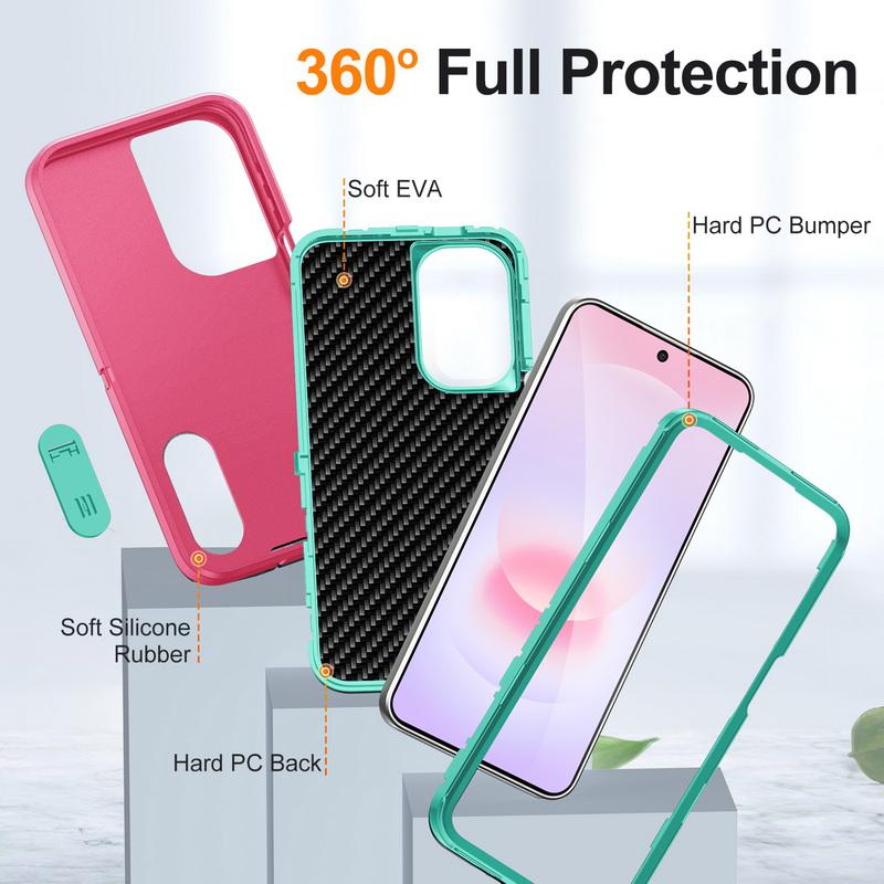 S26 Ultra Case Shockproof Bumper Hybrid 3in1 Candy Color Phone Stand Cover Samsung S25 Ultra S24 Plus S23 FE A15 A16 A36 A56 A17 A27 A37 A57 5G