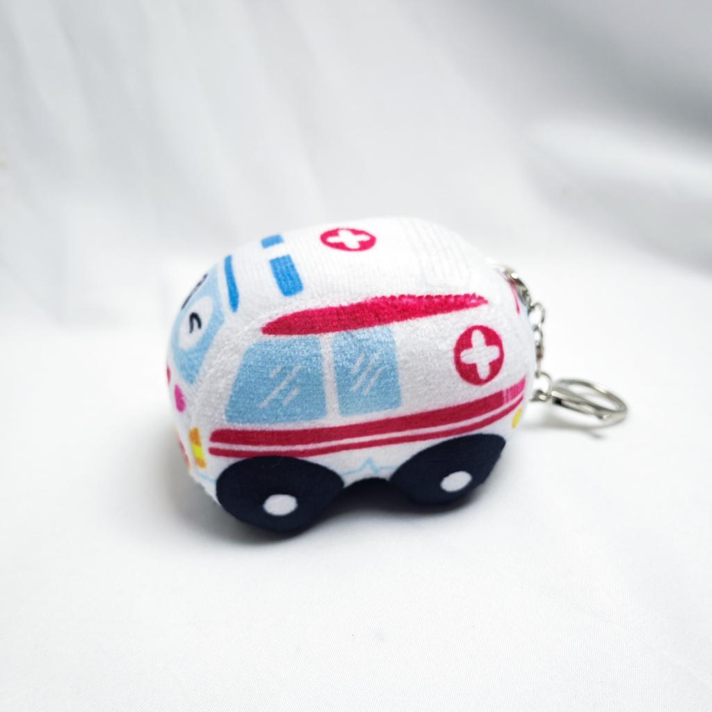 Simulation Feuerwehrwagen Krankenwagen Puppe Rucksackanhänger Polizeiauto Taxi Plüsch Schlüsselanhänger Kindergeschenk