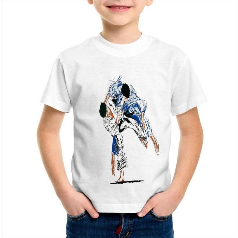 Children's Clothing Boys Tshirt Short Sleeve Tops Girl T-Shirt Casual Judo Print O-Neck Fashion Kids Summer Clothes Boy Clothes