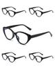 5 pcs Vintage Brown Cat Eye Reading Eyeglasses for Women Girls Fashion Blue Light Blocking Lens Glasses Vacation Eyewear