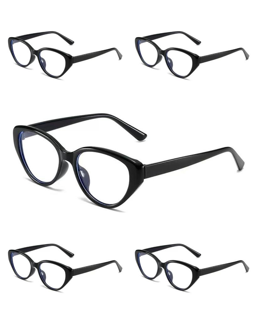 5 pcs Vintage Brown Cat Eye Reading Eyeglasses for Women Girls Fashion Blue Light Blocking Lens Glasses Vacation Eyewear