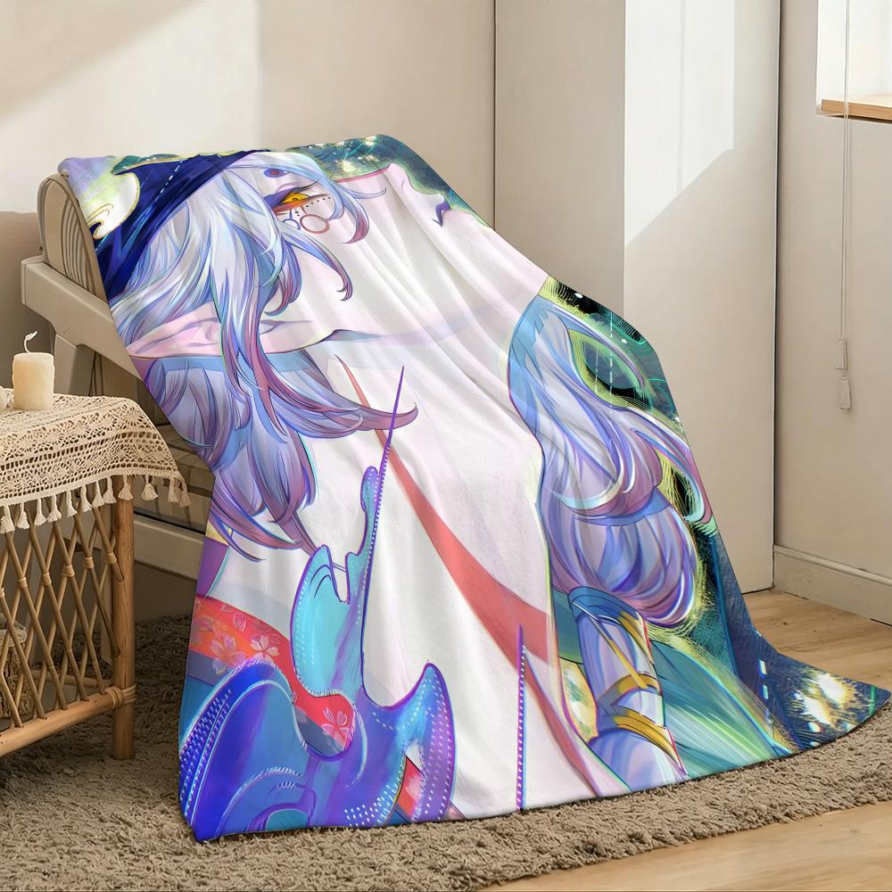 Mononoke Throw Lightweight 240g Flannel Blanket Soft Skin-friendly for Summer Cooling 75x90cm