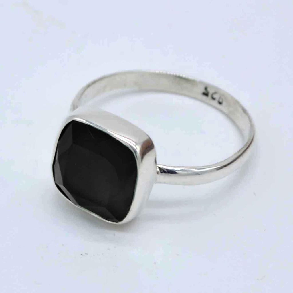 Black Onyx Gemstone Silver Ring For Women, 925 Sterling Silver Crystal Handmade Artisan Jewelry, Valentine's Day Gift
