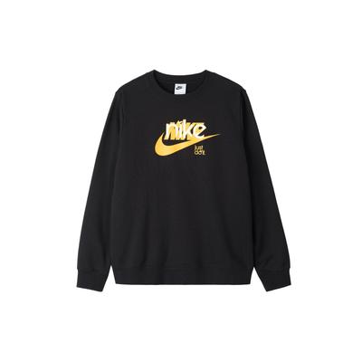 Nike Letter Print Long Sleeve Crewneck American Sweatshirt Women Sweatshirt Black FN3629-010