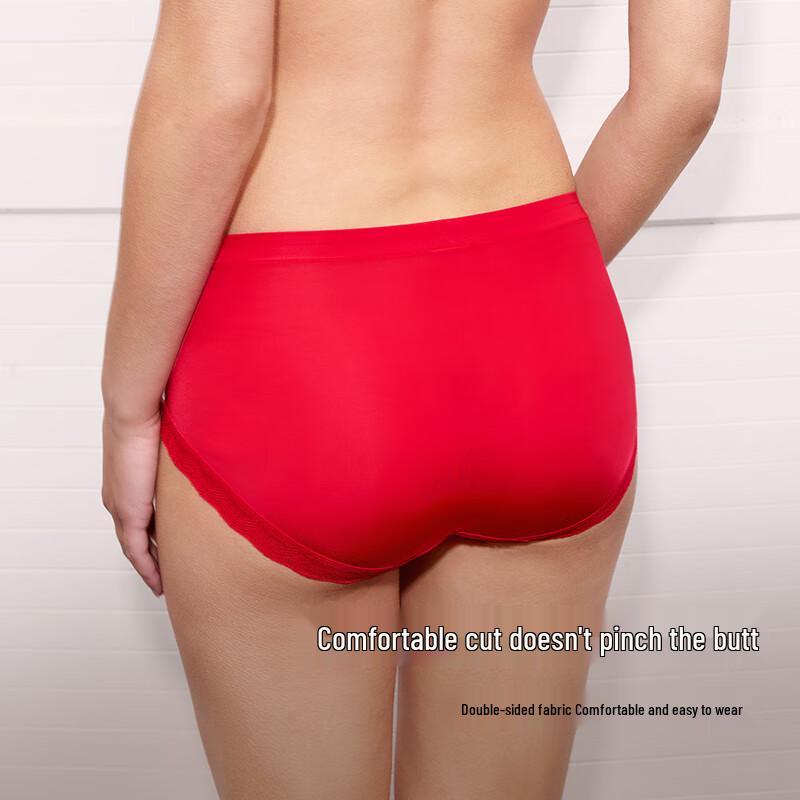 Manifen Lucky Red Lace Mid-Waist Briefs